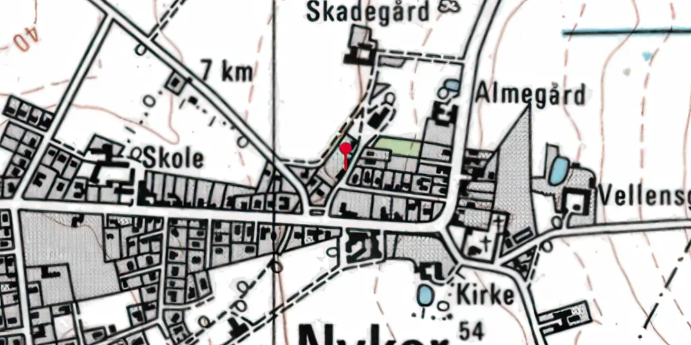 Historisk kort over Nyker Station Historisk kort over Nyker Station