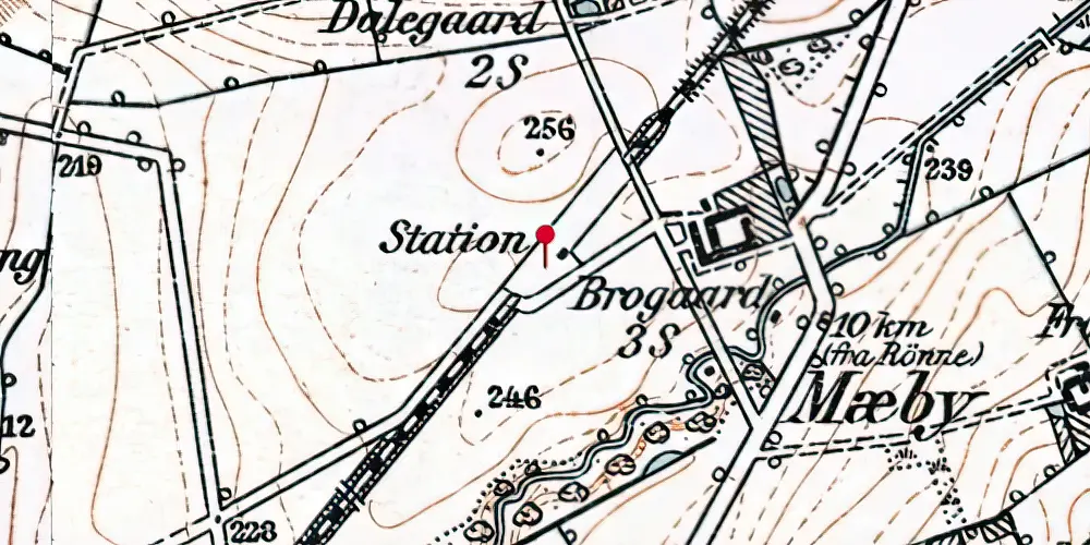 Historisk kort over Mæby Trinbræt