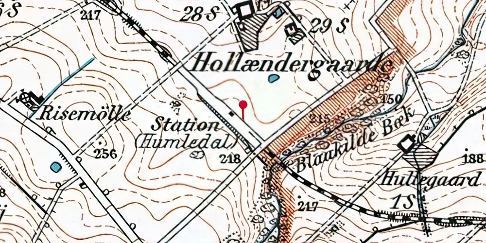 Historisk kort over Humledal Station Historisk kort over Humledal Station