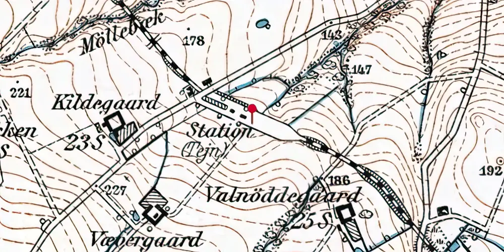 Historisk kort over Tejn Station