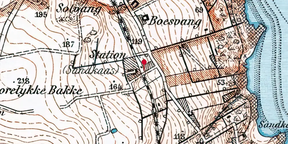 Historisk kort over Sandkås Trinbræt