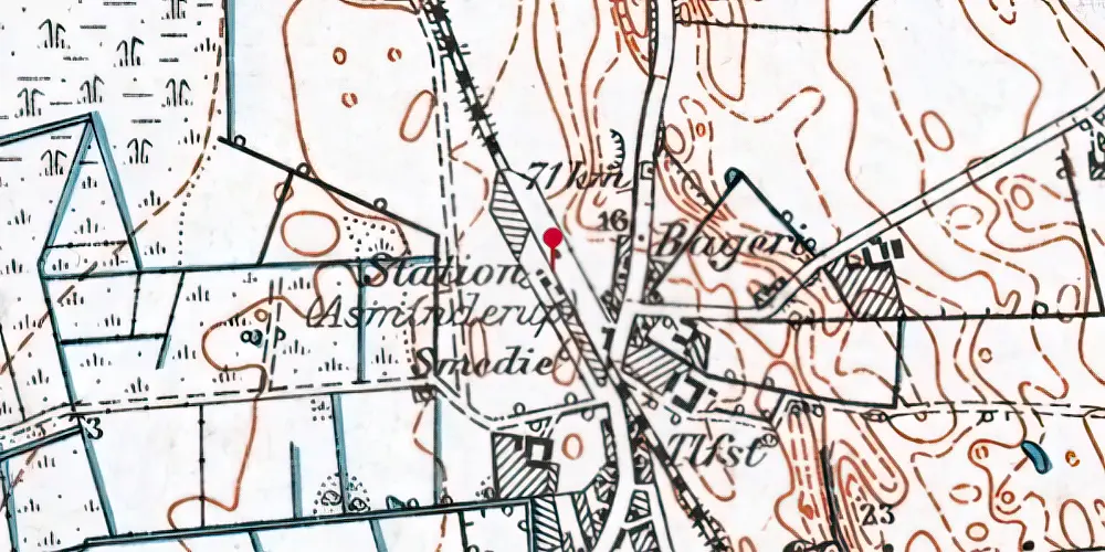 Historisk kort over Nørre Asmindrup Station