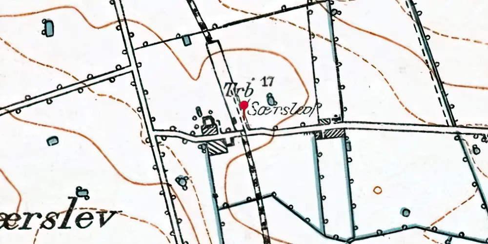 Historisk kort over Særslev Trinbræt med Sidespor Historisk kort over Særslev Trinbræt med Sidespor