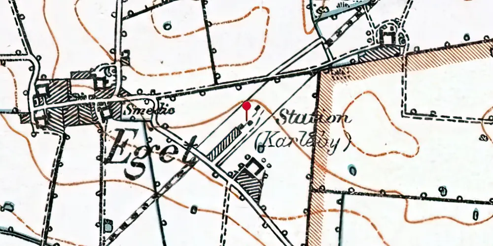 Historisk kort over Karleby Station Historisk kort over Karleby Station