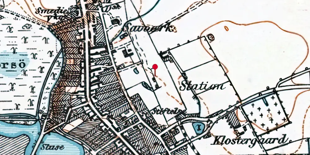 Historisk kort over Nysted Station