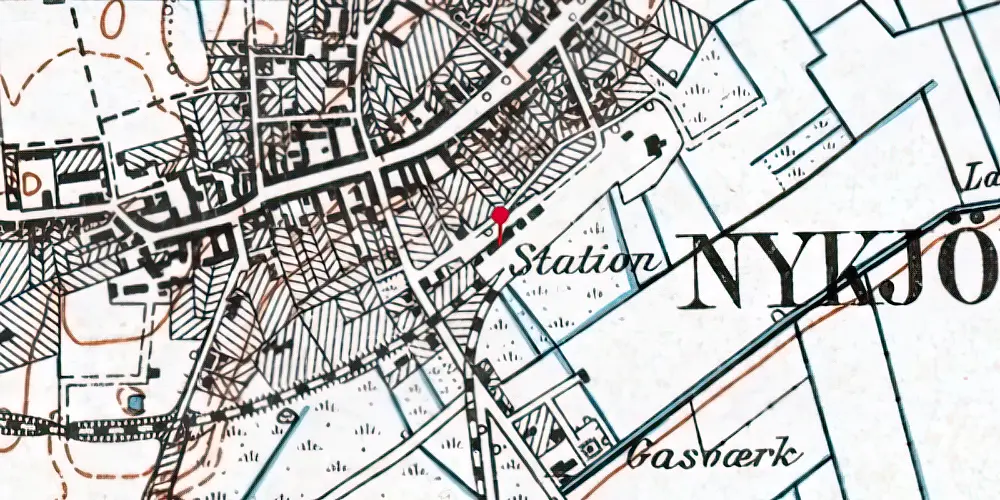 Historisk kort over Nykøbing Sjælland Station Historisk kort over Nykøbing Sjælland Station