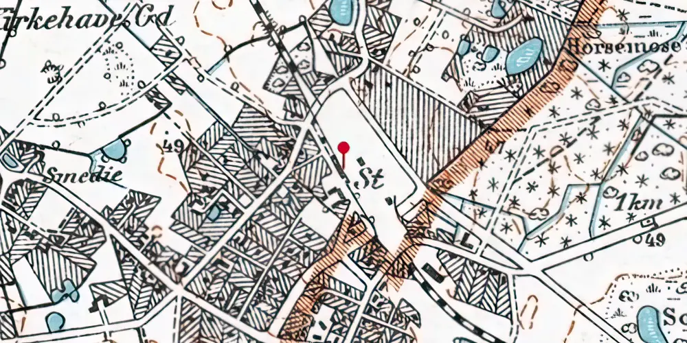 Historisk kort over Allerød Station