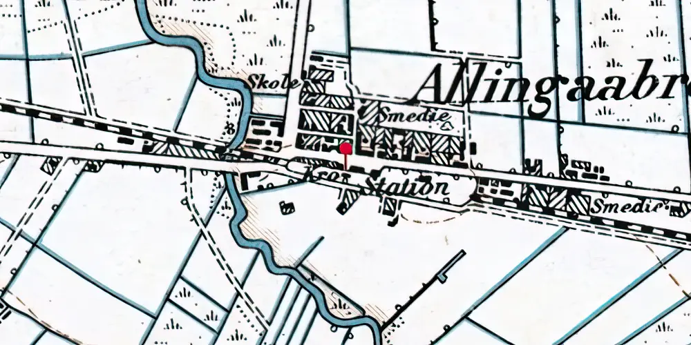 Historisk kort over Allingåbro Station