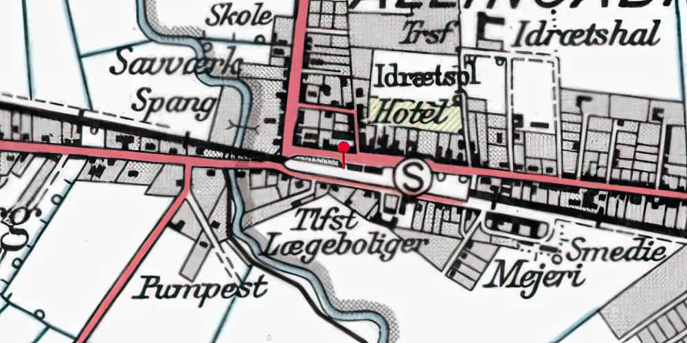 Historisk kort over Allingåbro Station