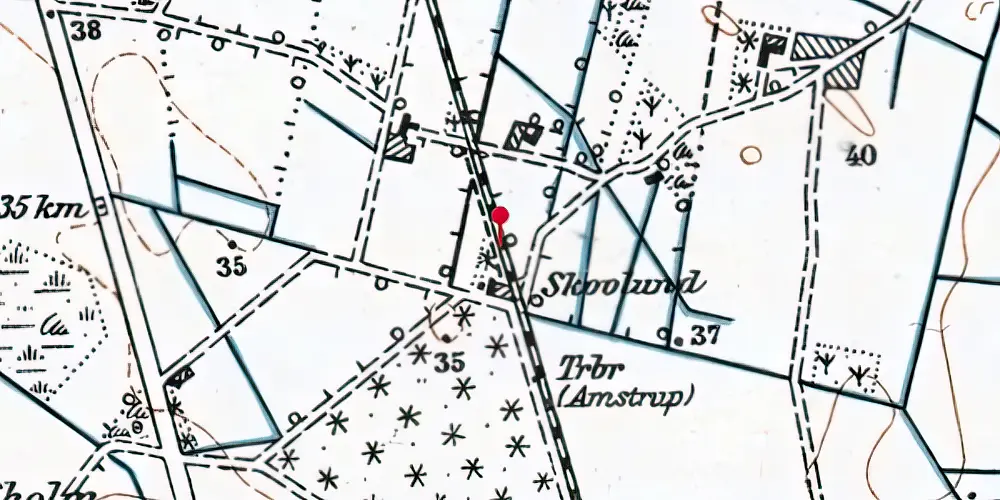 Historisk kort over Amstrup Trinbræt
