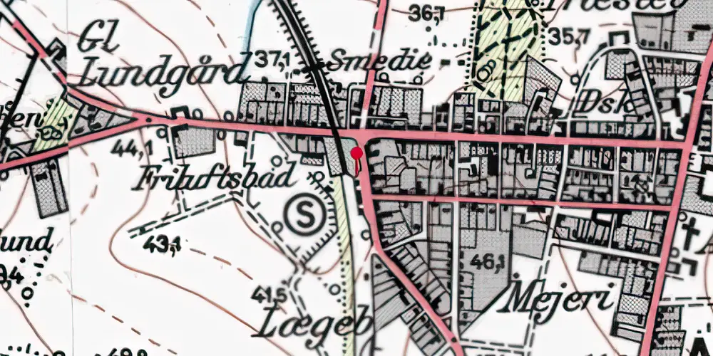 Historisk kort over Aulum Trinbræt