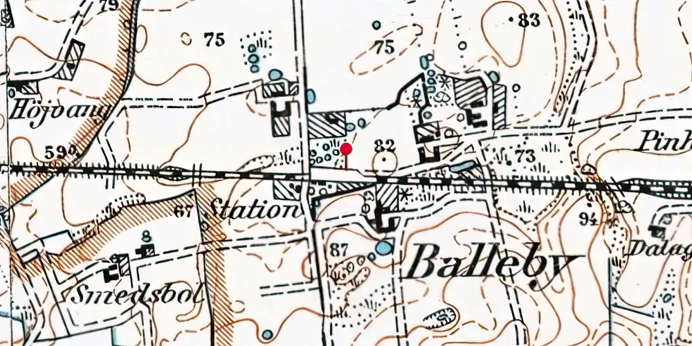 Historisk kort over Balleby Trinbræt