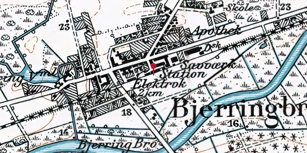 Historisk kort over Bjerringbro Station Historisk kort over Bjerringbro Station
