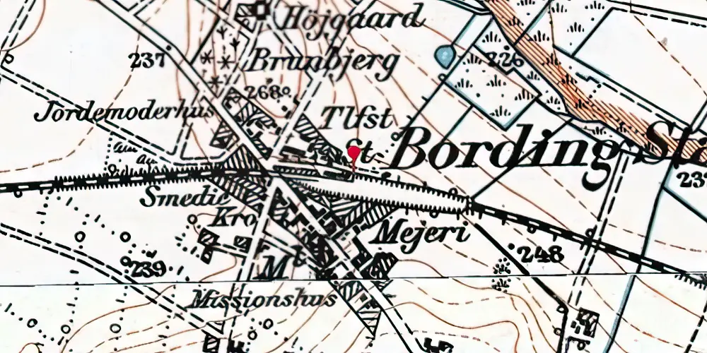 Historisk kort over Bording Station Historisk kort over Bording Station