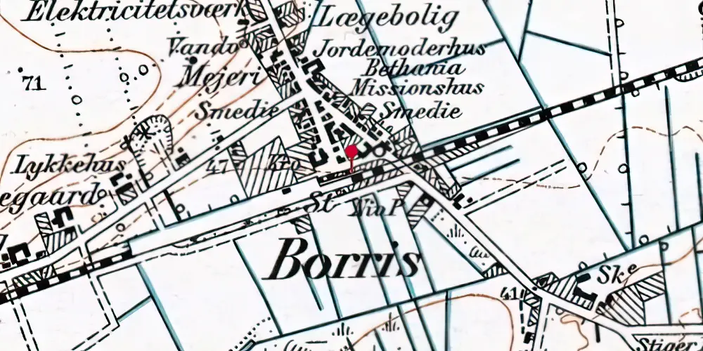 Historisk kort over Borris Trinbræt