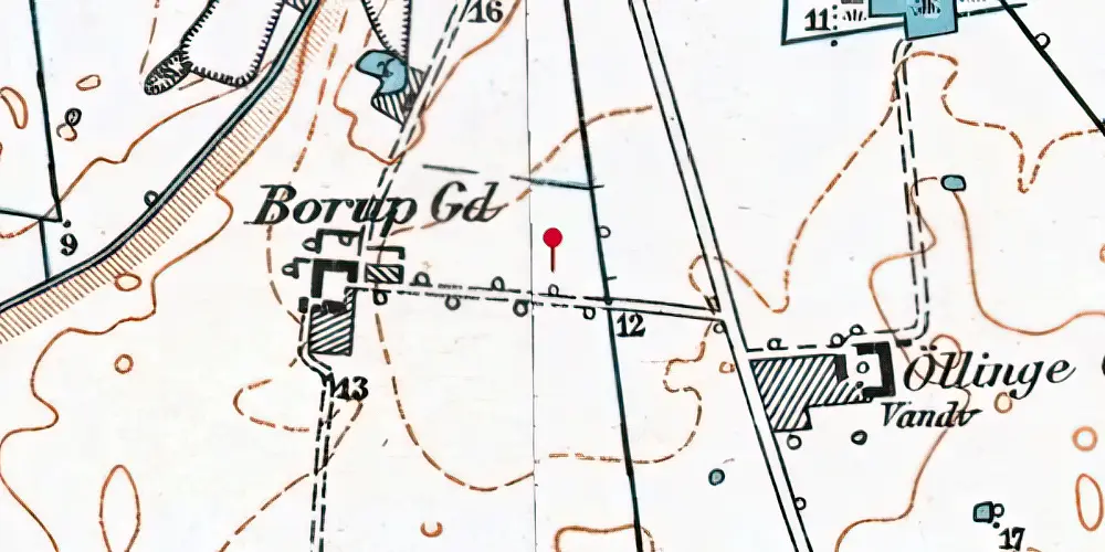 Historisk kort over Borupgård Trinbræt med Sidespor