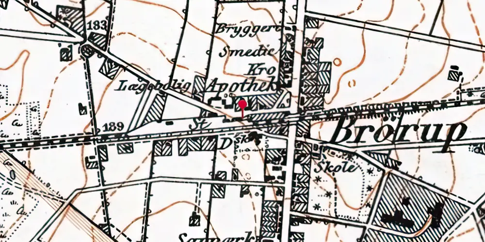 Historisk kort over Brørup Station