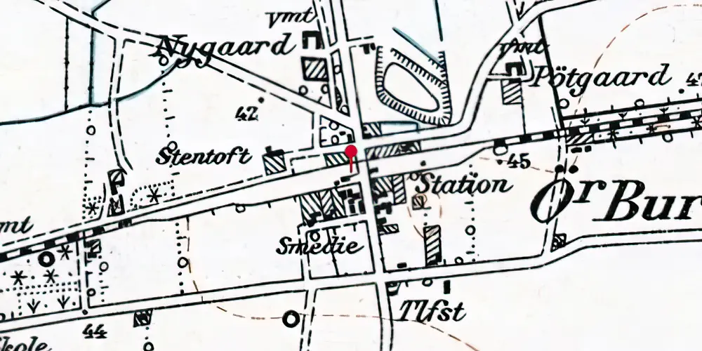 Historisk kort over Bur Trinbræt