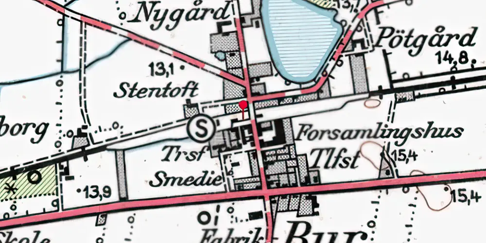 Historisk kort over Bur Trinbræt