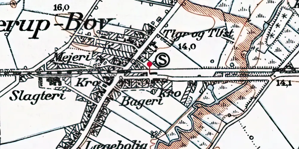 Historisk kort over Bylderup-Bov Station Historisk kort over Bylderup-Bov Station