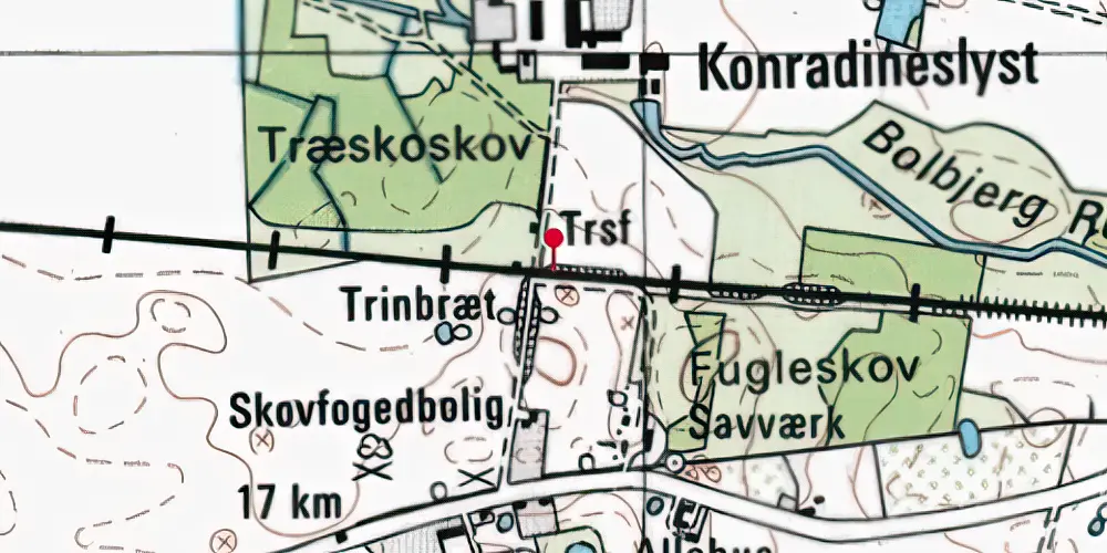 Historisk kort over Conradineslyst Trinbræt