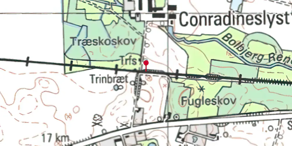 Historisk kort over Conradineslyst Trinbræt