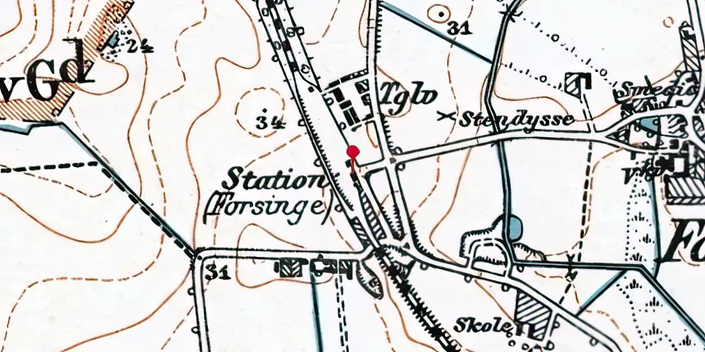 Historisk kort over Forsinge Station