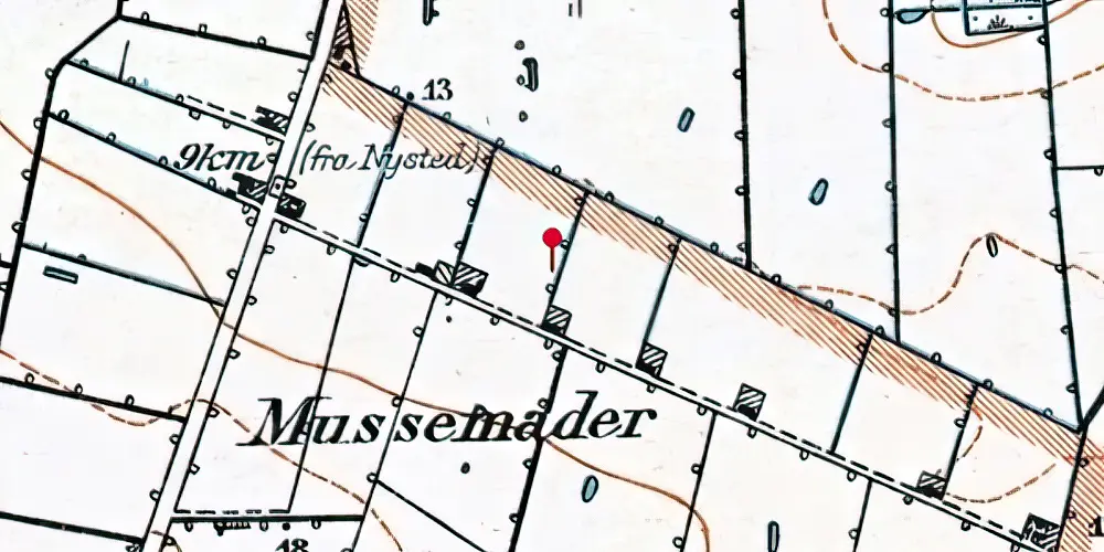 Historisk kort over Døllefjelde Musse Trinbræt