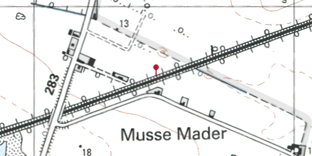 Historisk kort over Døllefjelde Musse Trinbræt