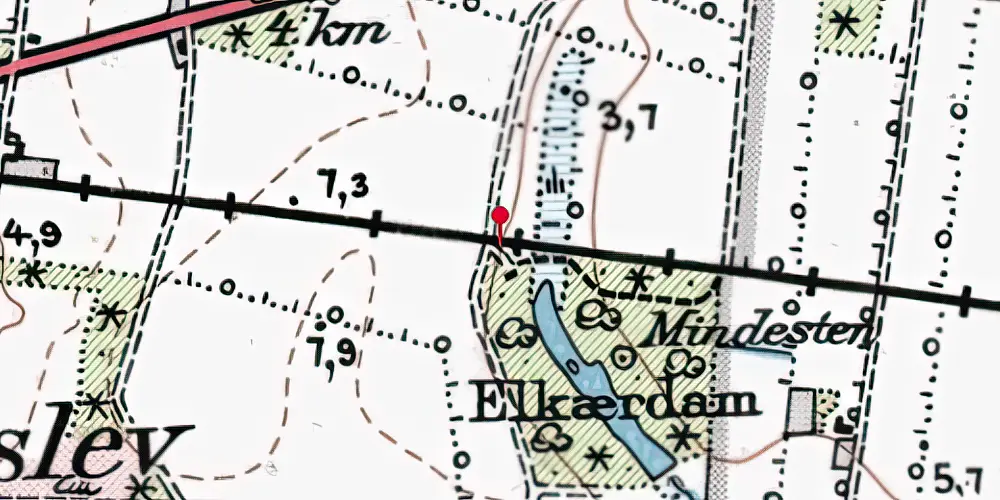 Historisk kort over Elkærdam Trinbræt