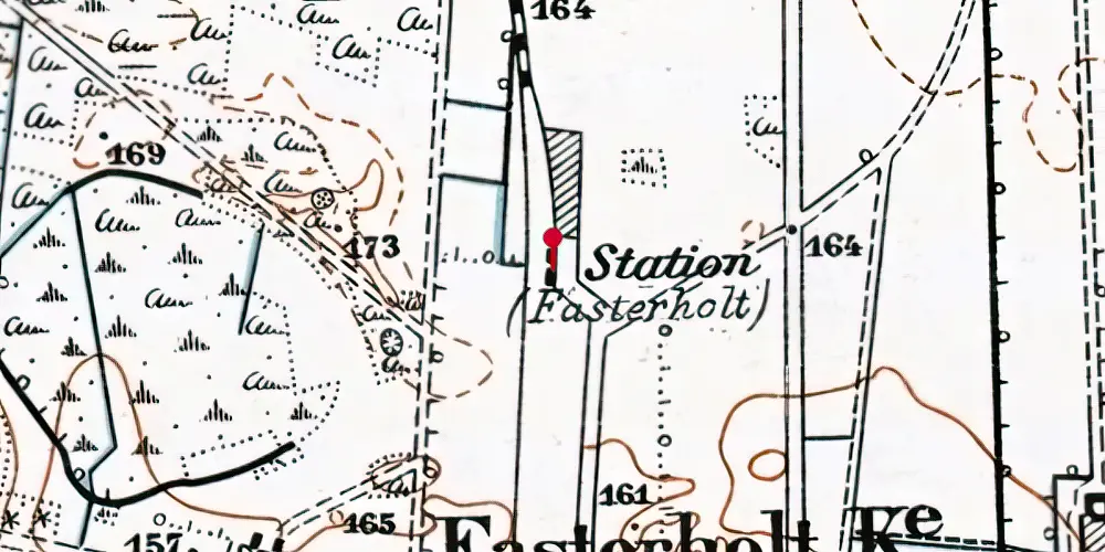 Historisk kort over Fasterholt Trinbræt med Sidespor