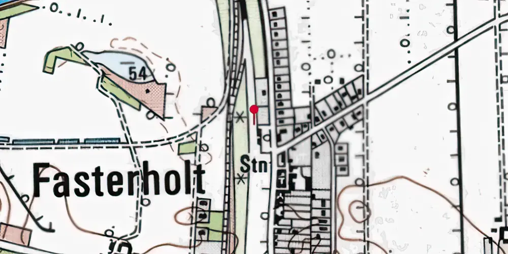 Historisk kort over Fasterholt Trinbræt med Sidespor