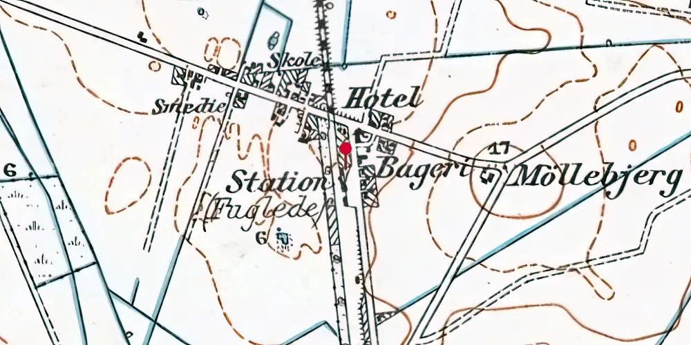 Historisk kort over Store Fuglede Station