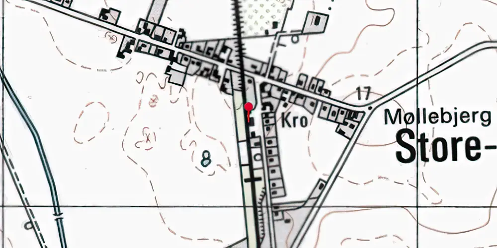 Historisk kort over Store Fuglede Station