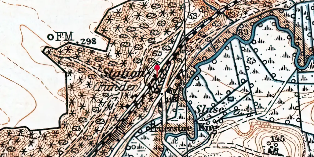 Historisk kort over Funder Station