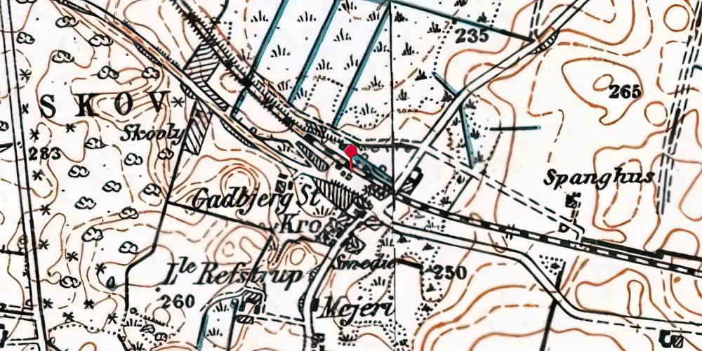 Historisk kort over Gadbjerg Trinbræt