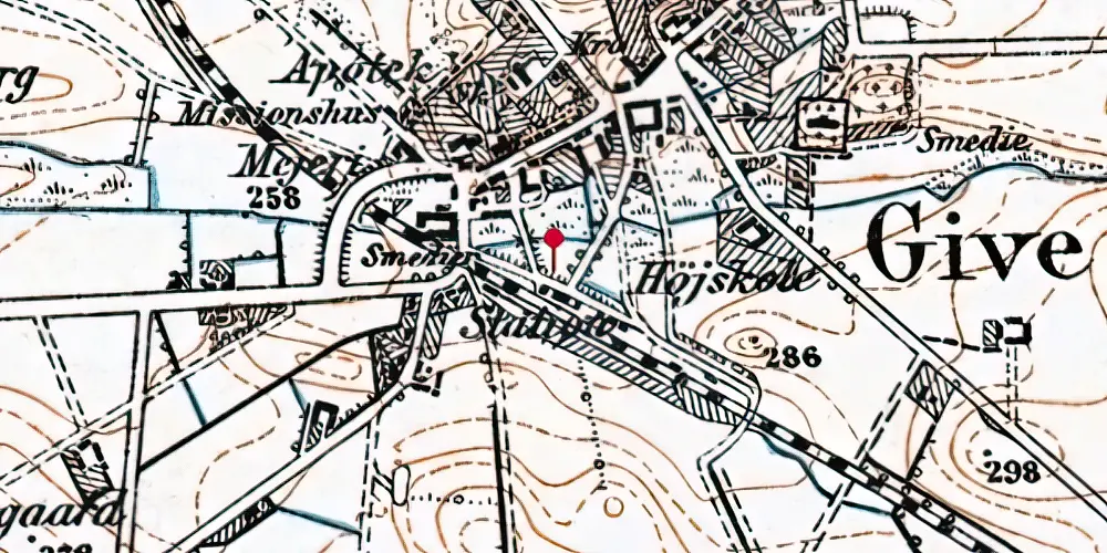 Historisk kort over Give Station