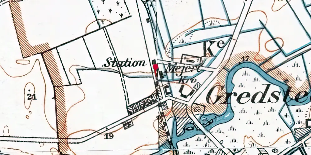 Historisk kort over Gredstedbro Station
