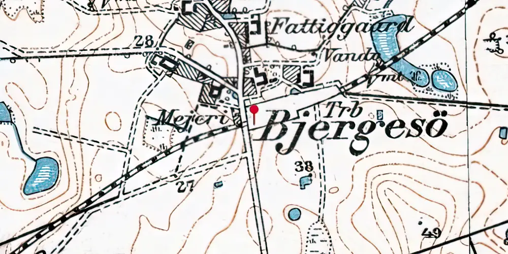 Historisk kort over Bjergesø Station Historisk kort over Bjergesø Station
