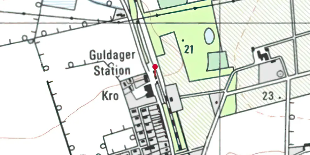Historisk kort over Guldager Station Historisk kort over Guldager Station