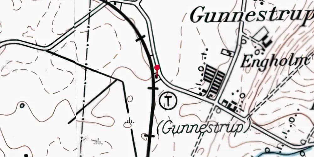 Historisk kort over Gunnestrup Station