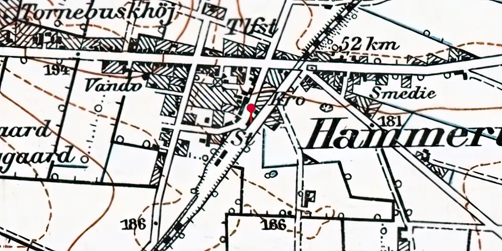 Historisk kort over Hammerum Station Historisk kort over Hammerum Station