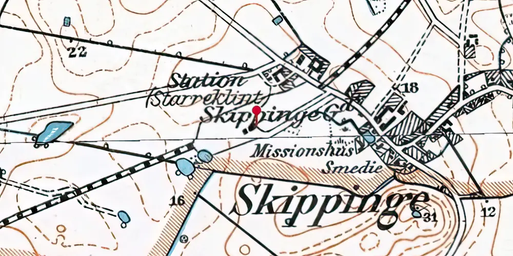 Historisk kort over Starreklinte Station