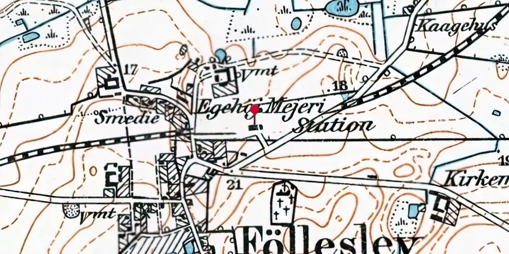 Historisk kort over Føllenslev Station