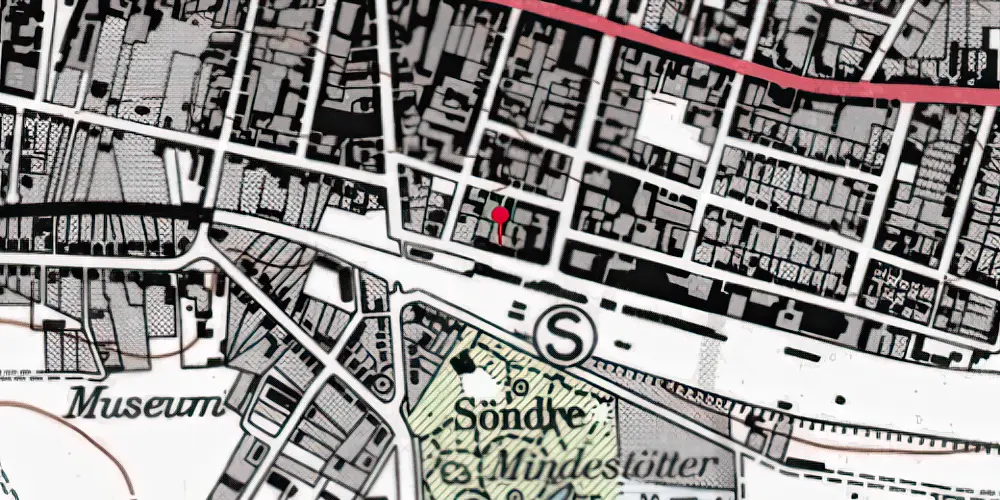Historisk kort over Herning Banegård Center Historisk kort over Herning Banegård Center