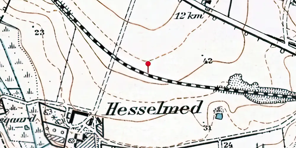 Historisk kort over Hesselmed Trinbræt