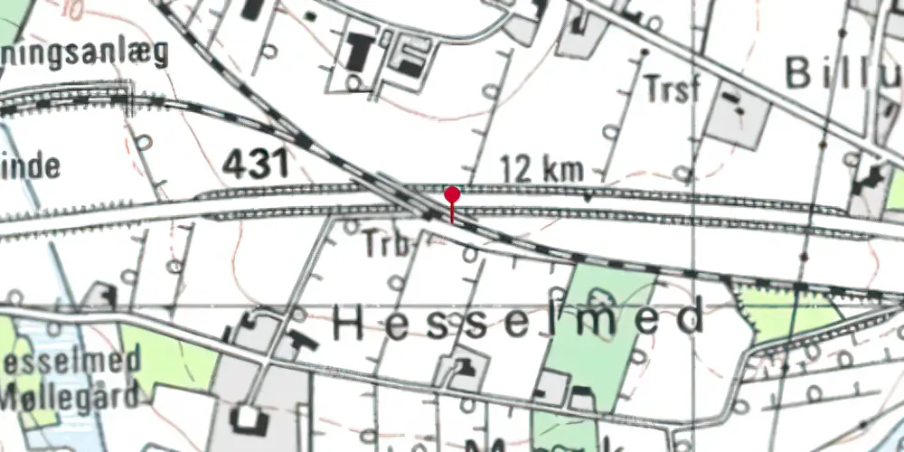 Historisk kort over Hesselmed Trinbræt