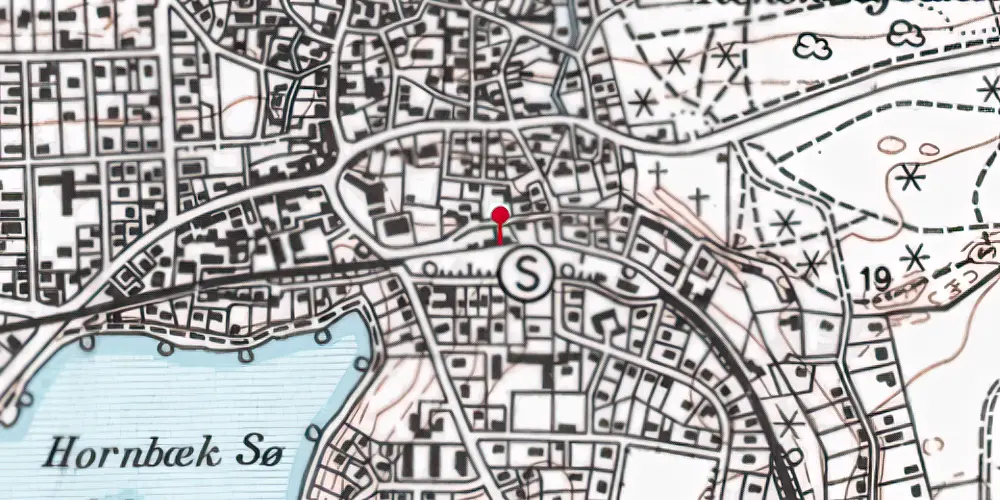 Historisk kort over Hornbæk Station