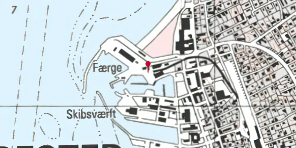 Historisk kort over Hundested Havn Trinbræt