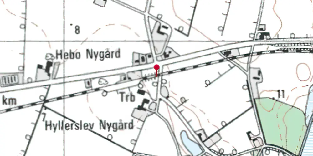 Historisk kort over Hyllerslev Trinbræt